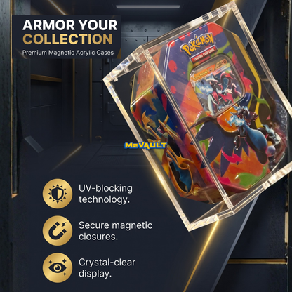 Pokémon Tin Acrylic Display Case – Magnetic Lid, UV Protection | Fits Standard Pokémon Tins