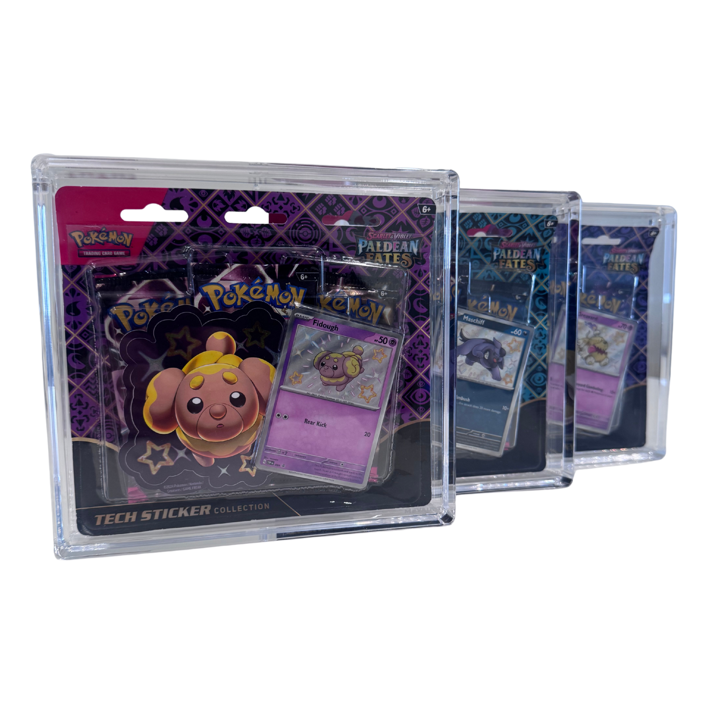 Pokémon 3-Pack Blister Acrylic Display Case – Magnetic Lid, UV Protection | Triple Blister Pack Protector