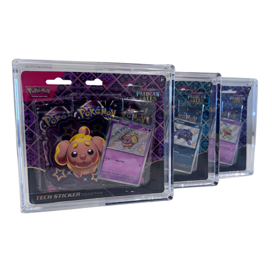 Pokémon 3-Pack Blister Acrylic Display Case – Magnetic Lid, UV Protection | Triple Blister Pack Protector