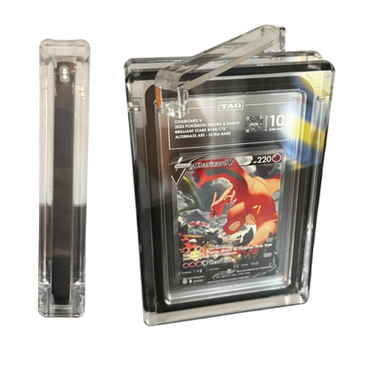 PSA CGC TAG Graded Card Acrylic Display Case + Stand – Graded Guard & Slabmags Compatible | UV Protection