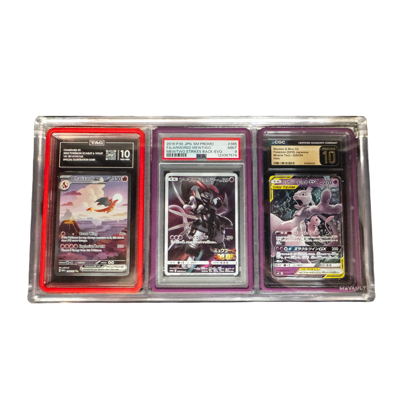 3 Slot PSA/TAG/CGC Slab Acrylic Case (Graded Guards) w/ Stand