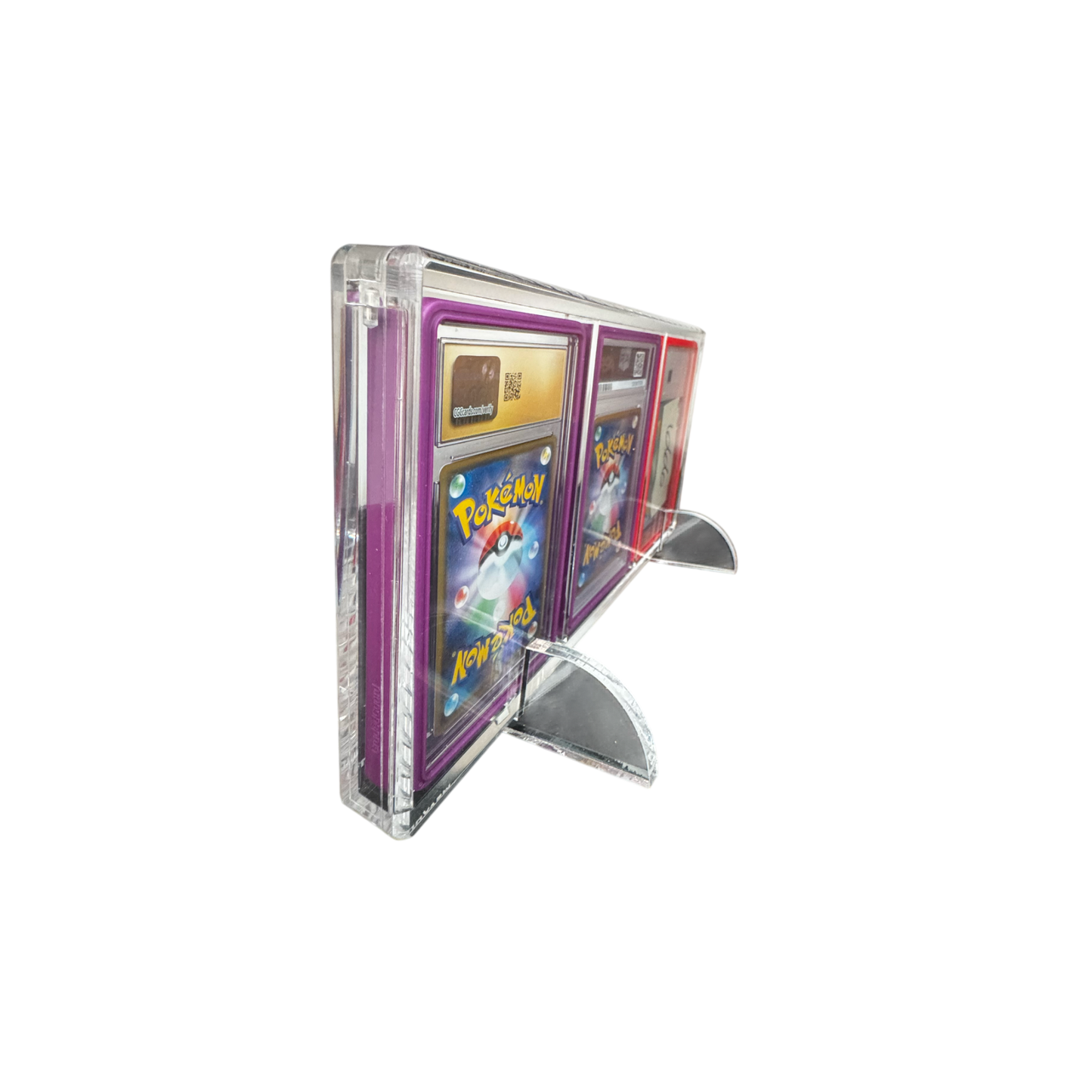 3 Slot PSA/TAG/CGC Slab Acrylic Case (Graded Guards) w/ Stand