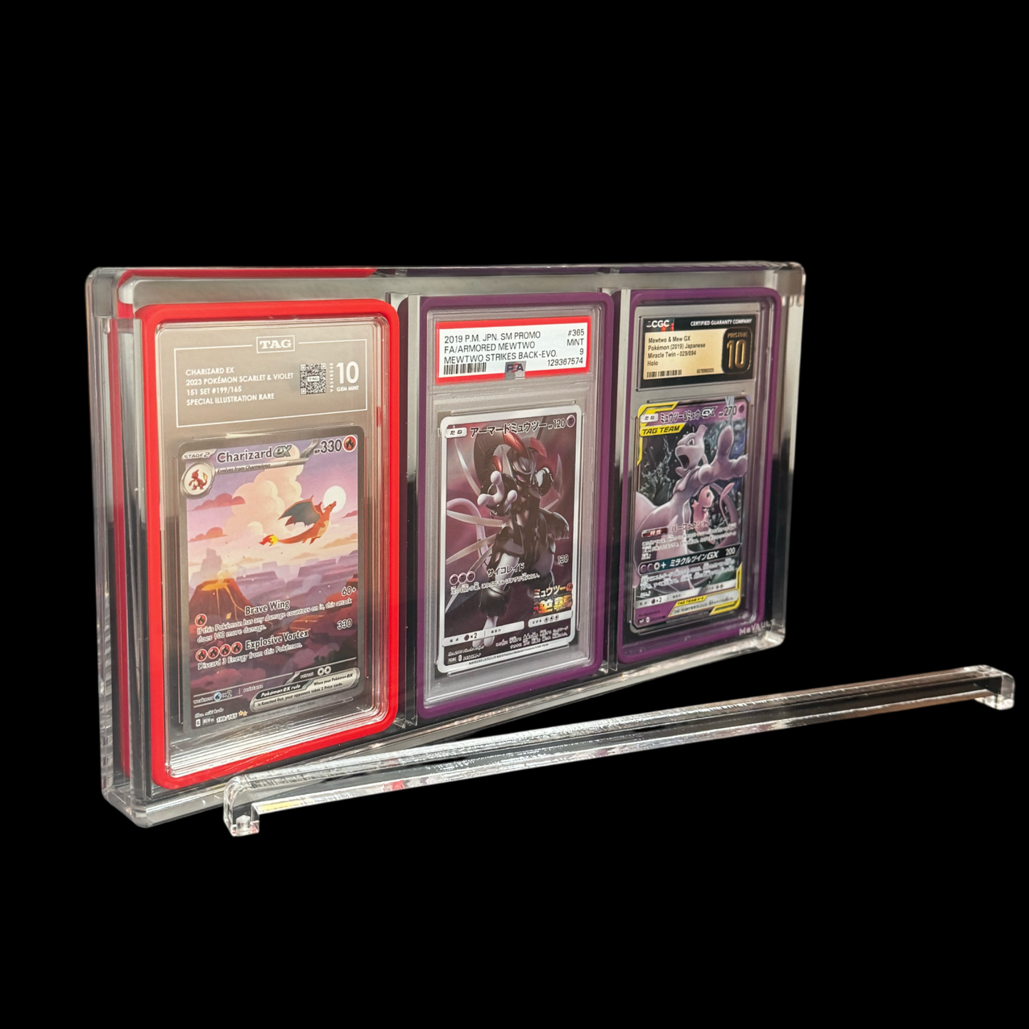 3 Slot PSA/TAG/CGC Slab Acrylic Case (Graded Guards) w/ Stand