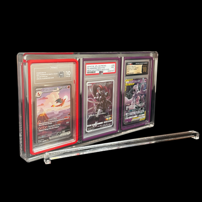 3 Slot PSA/TAG/CGC Slab Acrylic Case (Graded Guards) w/ Stand