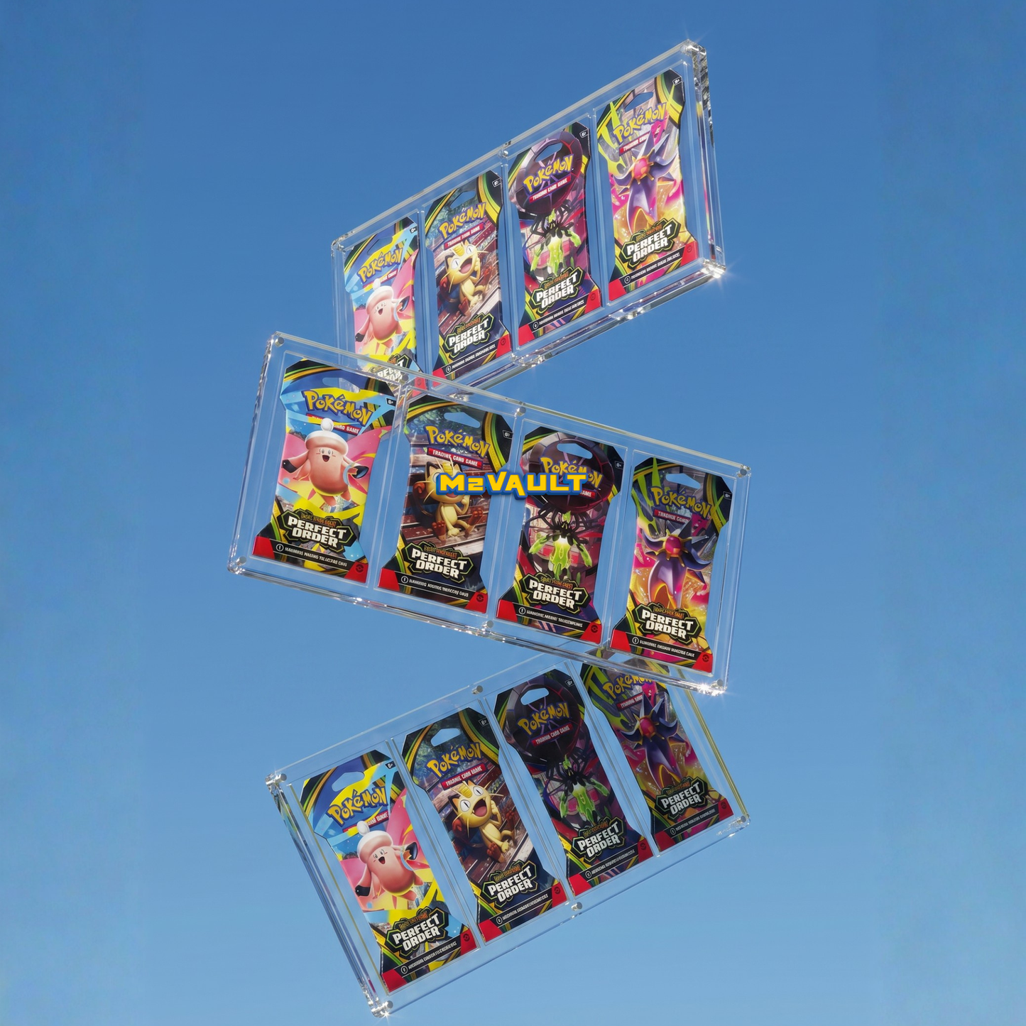 Pokémon Sleeved 4-Pack Acrylic Display Case with Stand – Magnetic Lid, UV Protection