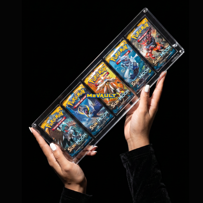 Pokémon 5 Booster Pack Acrylic Display Case with Stand – Magnetic Lid, UV Protection | 5-Pack Protector