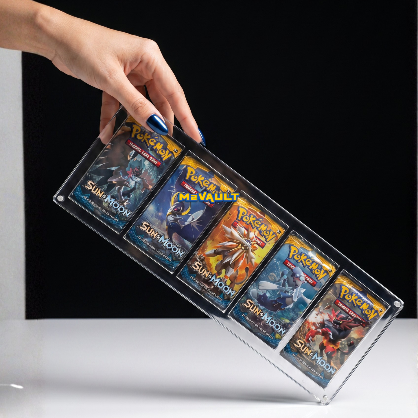 Pokémon 5 Booster Pack Acrylic Display Case with Stand – Magnetic Lid, UV Protection | 5-Pack Protector