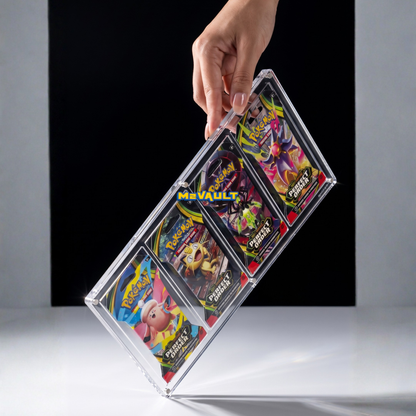 Pokémon Sleeved 4-Pack Acrylic Display Case with Stand – Magnetic Lid, UV Protection