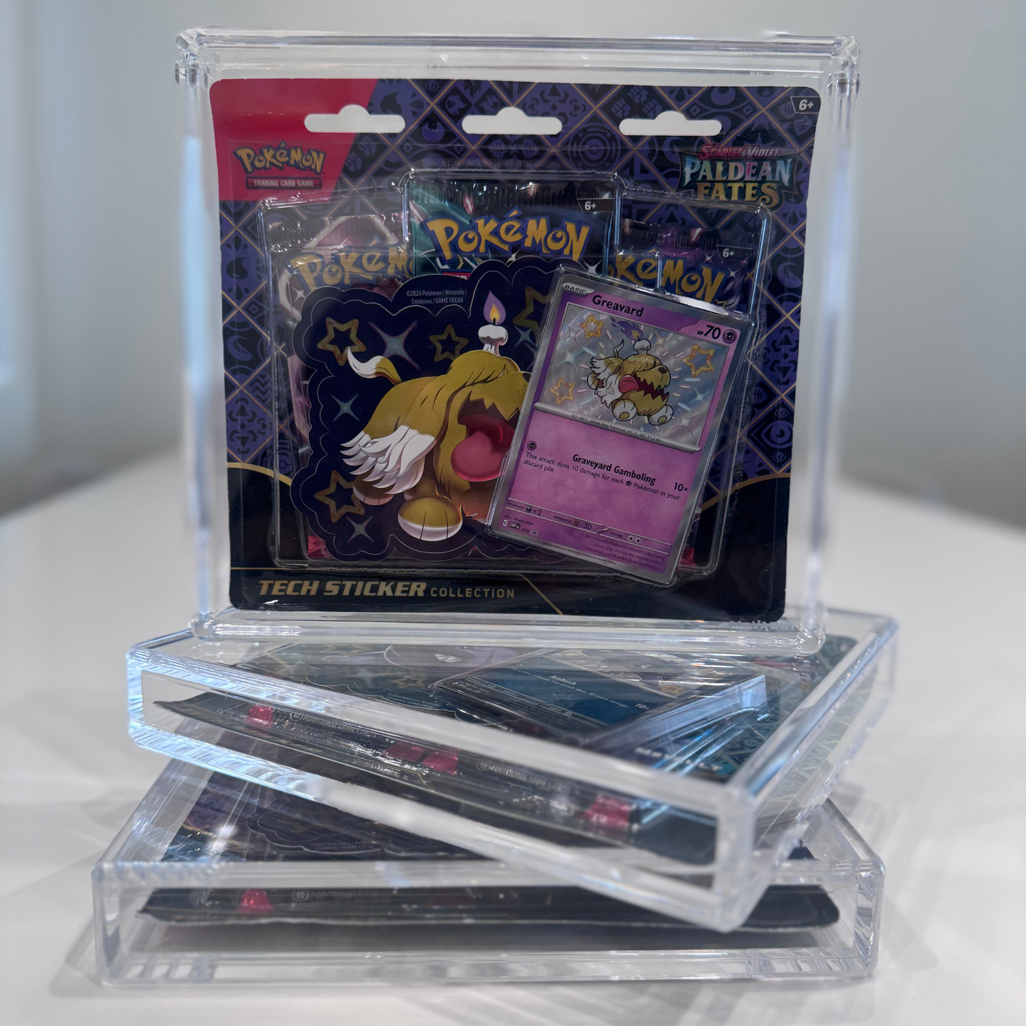 Pokémon 3-Pack Blister Acrylic Display Case – Magnetic Lid, UV Protection | Triple Blister Pack Protector
