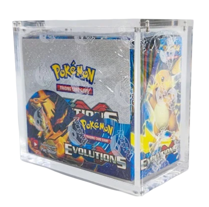 M2VAULT Pokémon Booster Box Acrylic Display Case – Magnetic Lid, UV Protection 97%+ | Crystal Clear